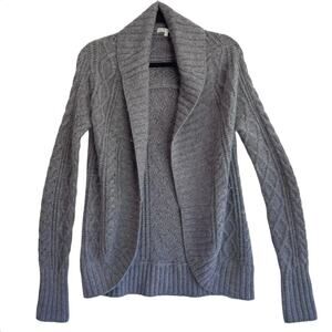 Vince Gray Cable Knit Open Cardigan Sweater L Alpaca Wool Cashmere Cozy Luxe
